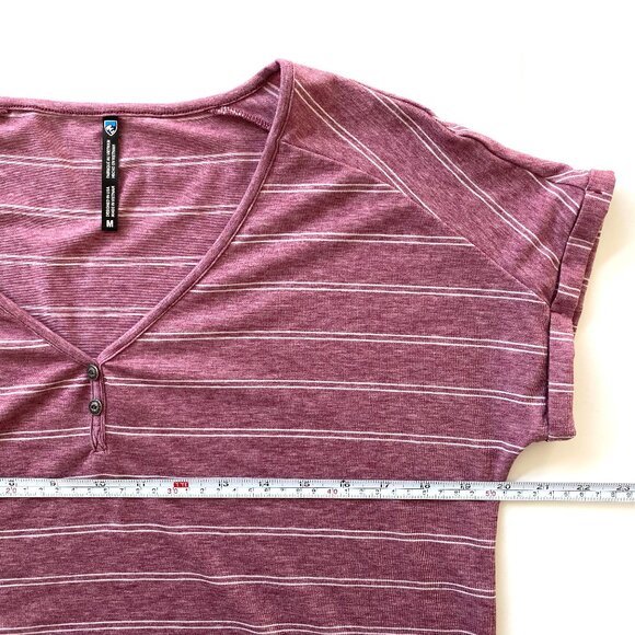 Kuhl Womens Lisette Short Sleeve V-Neck Henley Shirt Size M Striped Tee UPF 50+ - Picture 12 of 15